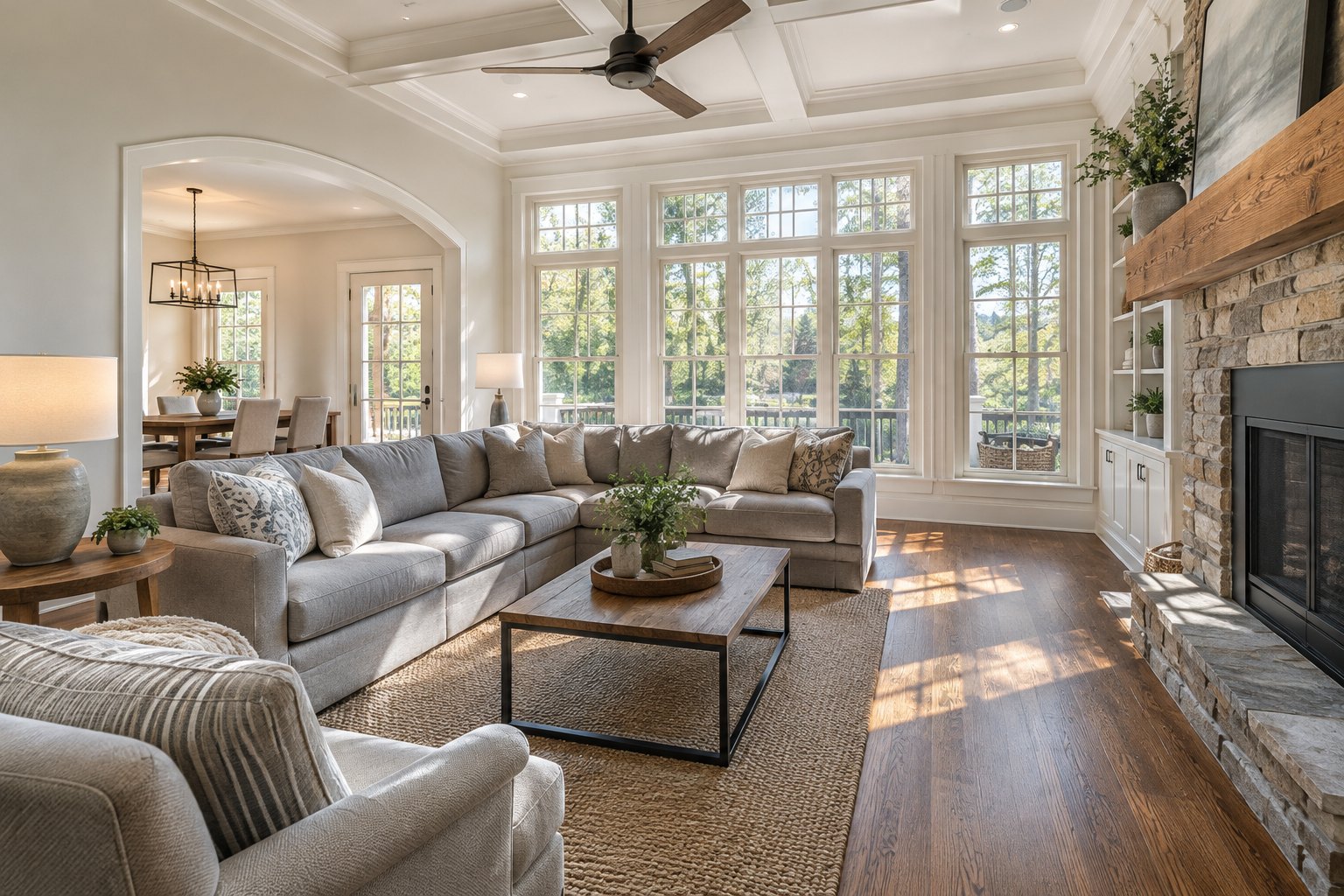 A cozy Georgia family room, illustrative
